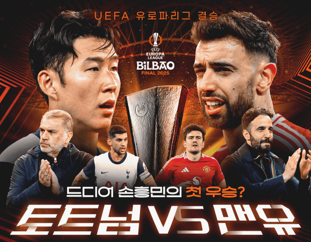EPL의 토트넘과 맨체스터 유나이티드가 유럽축구연맹 유로파리그 결승에서 맞붙는다. 결승전 홍보 이미지. SPOTV 제공