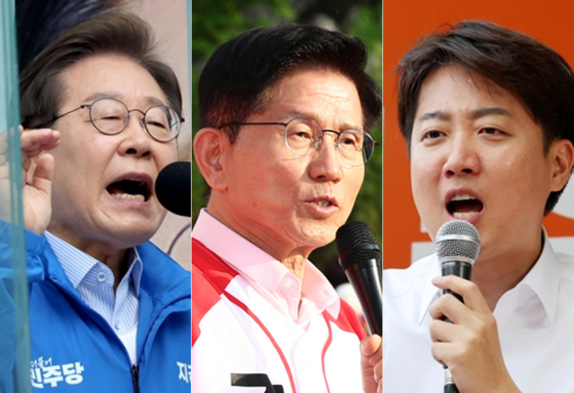 이재명 더불어민주당 대선 후보, 김문수 국민의힘 대선 후보, 이준석 개혁신당 대선 후보. 연합뉴스