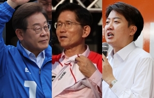 이재명 더불어민주당 대선 후보, 김문수 국민의힘 대선 후보, 이준석 개혁신당 대선 후보. 연합뉴스