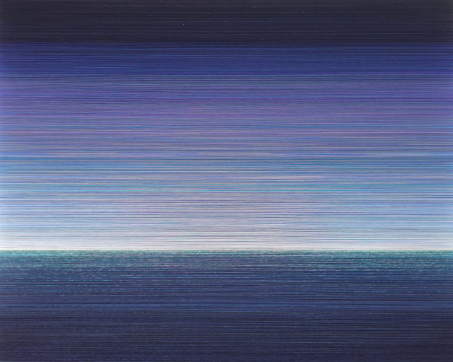 장지혜, 별이빛나는밤#15, 130x162.5cm, Thread on panel, 2025