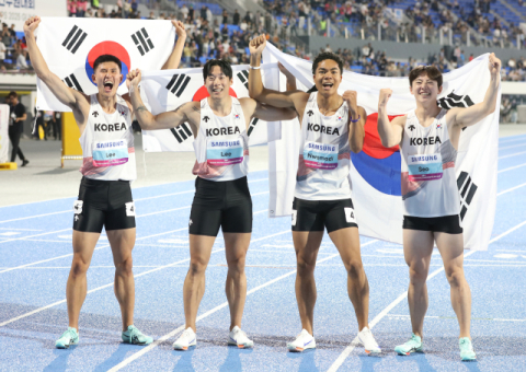 한국남자 400m 계주 '금빛 피날레'…구미아시아육상 막 내려