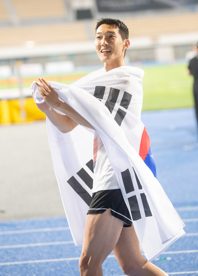 한국 남자 높이뛰기 간판 우상혁. 연합뉴스