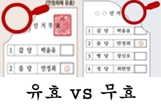왼쪽은 유효표, 오른쪽은 무효표