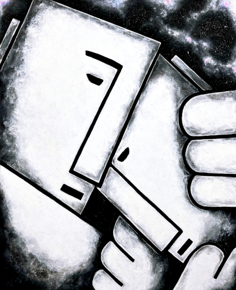 최명진, best hugger, 162.0x130.2cm, acrylic on canvas, 2025