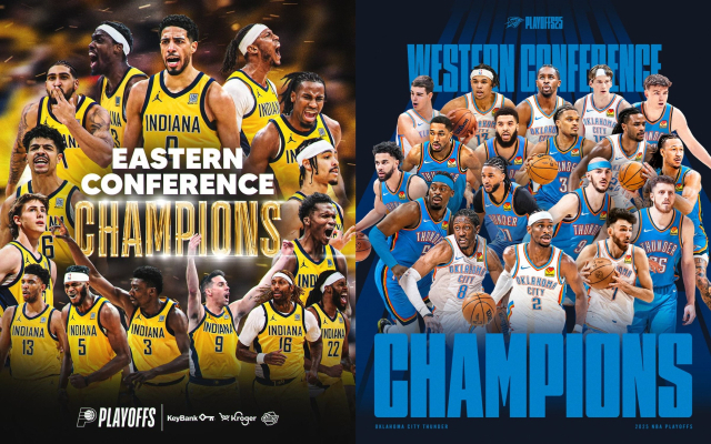 NBA 2024-2025시즌 파이널에서 맞붙는 인디애나 페이서스와 오클라호마시티 선더 선수들 이미지(왼쪽부터). 인디애나, 오클라호마시티 SNS 제공