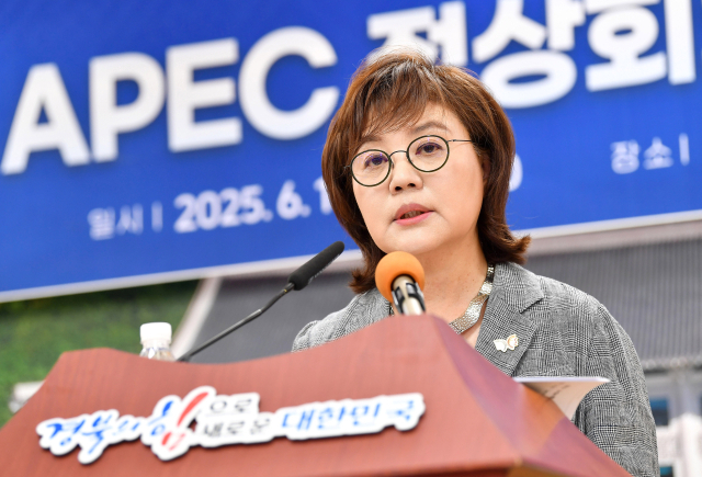 양금희 경북도 경제부지사가 11일 오전 경북도청 브리핑룸에서 아시아태평양 경제협력체(APEC) 정상회의 준비상황 등을 브리핑하고 있다. 경북도 제공.