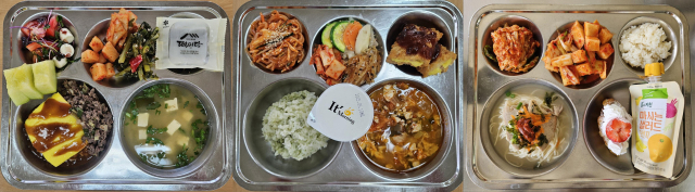 지역의 한 학교에서 식재료 5천원으로 만든 점심식사. 아이들이 좋아하는 다양한 반찬과 영양밸런스를 맞춘 식단구성이 눈에 띈다. 독자제공