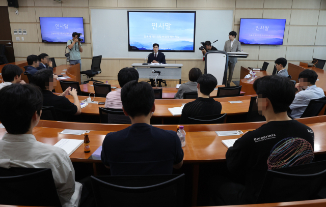 국민의힘 김용태 비상대책위원장이 22일 서울 성북구 고려대학교 의과대학 문숙의학관에서 