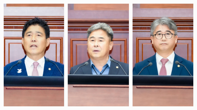 5분 자유발언을 한 경주시의회 최영기,오상도,정성룡 시의원(왼쪽부터).