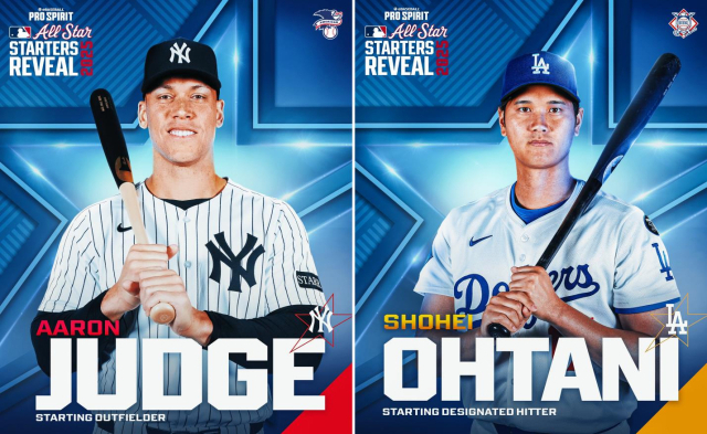 2025 MLB 올스타전에 출전하는 저지(왼쪽)와 오타니. MLB 소셜미디어 캡처