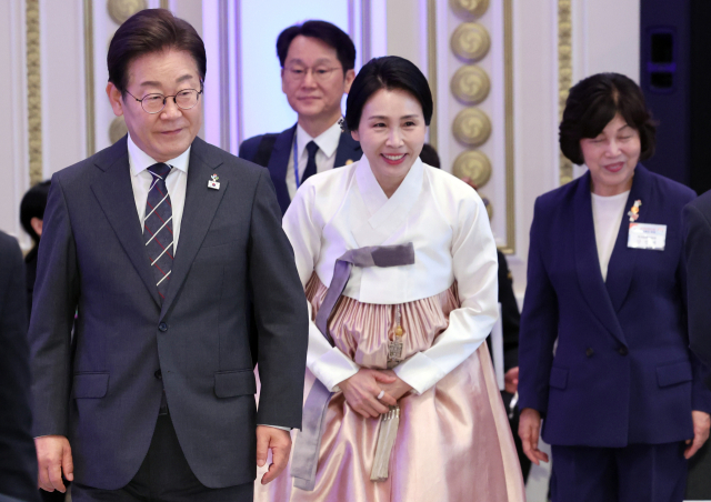 이재명 대통령과 김혜경 여사가 27일 청와대 영빈관에서 열린 