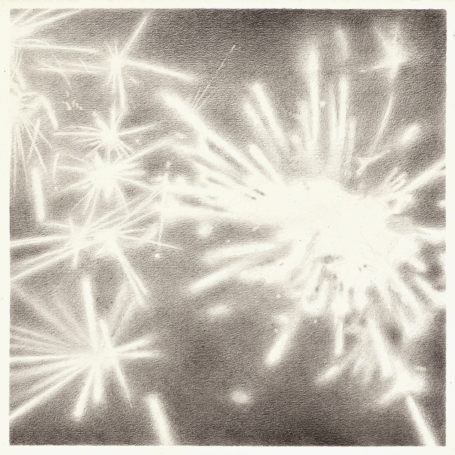 김목요, sparkler, 2024, pencil on paper, 37.5x37.5cm. 대구신세계갤러리 제공