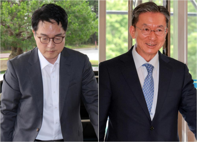 심우정 검찰총장이 지난달 17일 대검찰청으로 출근하는 모습. (사진 왼쪽)/ 정성호 법무부 장관 후보자가 1일 서울 종로구 인사청문회 준비 사무실로 출근하고 있다. 연합뉴스