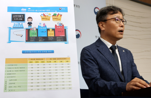 통계청 박병선 물가동향과장이 2일 정부세종청사에서 2025년 6월 소비자물가동향에 관해 설명하고 있다. 연합뉴스