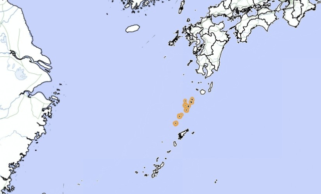 5일 오전 6시 29분 일본 도카라 열도에서 발생한 지진. 연합뉴스