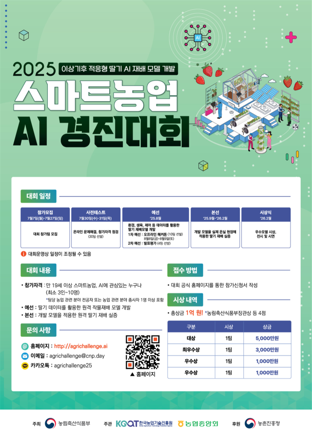 농식품부, 이상기후 대응 딸기 AI 재배모델 개발 경진대회 개최