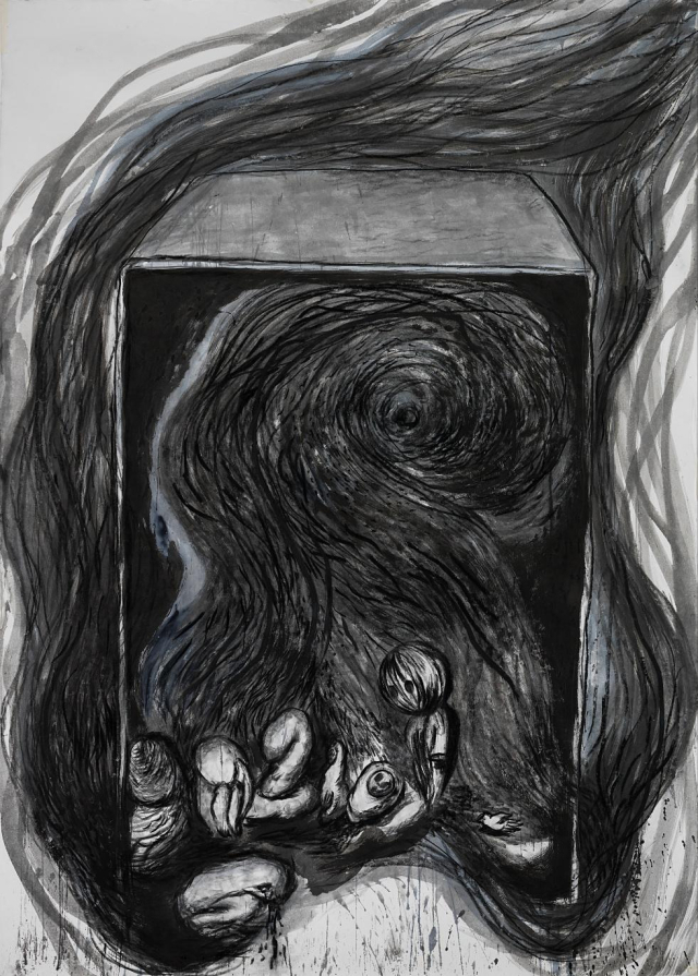 엄소영, untitled, 150×214cm, 합지 위에 먹, 2025