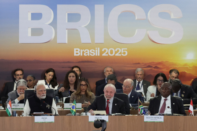 6일(현지시간) 브라질 리우데자네이루에서 열린 브릭스(BRICS) 정상회의 모습. 의장국인 브라질 룰라 다 실바 대통령이 발언하고 있다. 연합뉴스