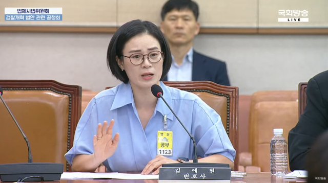 김예원 변호사. 국회방송 유튜브