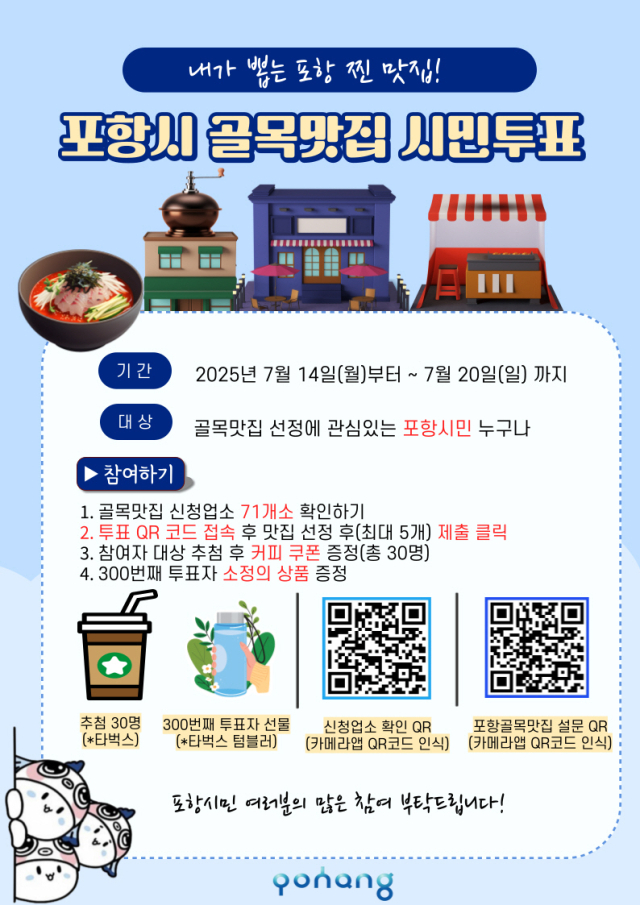 포항 골목맛집 투표 포스터.