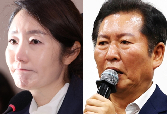 더불어민주당 정청래 의원(오른쪽), 강선우 여성가족부 장관 후보자. 연합뉴스