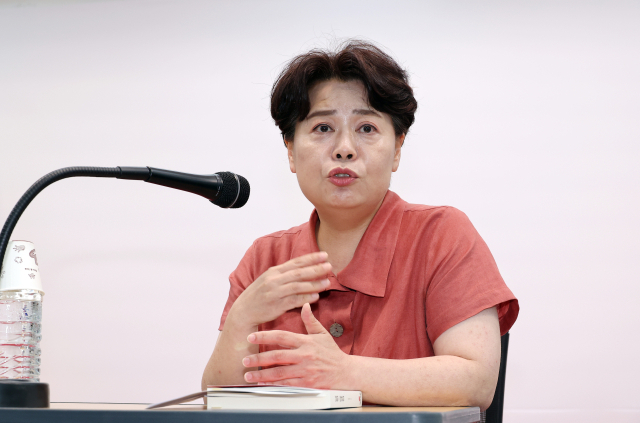 국민의힘 윤희숙 혁신위원장이 13일 서울 여의도 중앙당사에서 기자간담회를 하고 있다. 연합뉴스