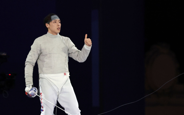 2024 파리올림픽 펜싱 남자 사브르 단체 결승전에 출전한 박상원. 연합뉴스