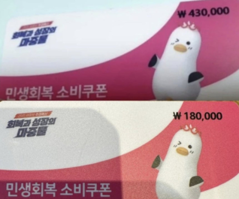 기초수급자 낙인? 소비쿠폰 선불카드에 '43만원' 금액 인쇄