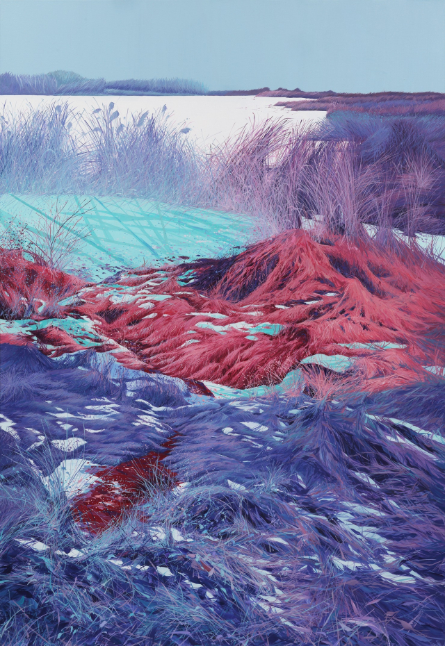 김혜미, 붉은 개울의 파편들, 캔버스에 아크릴, 162.2x112.1cm, 2025