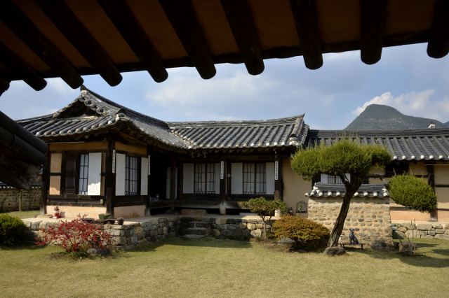 고대국가 조문국의 도읍지인 금성면에는 산운마을이 있다.산운마을 운곡당 너머로 금성산이 보인다.