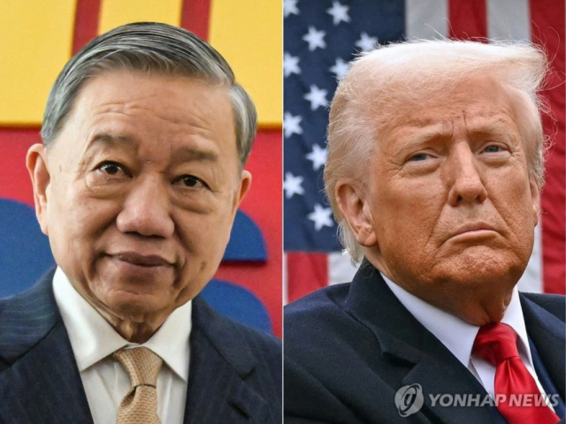 트럼프 미 대통령과 또 럼 베트남 공산당 서기장. 연합뉴스