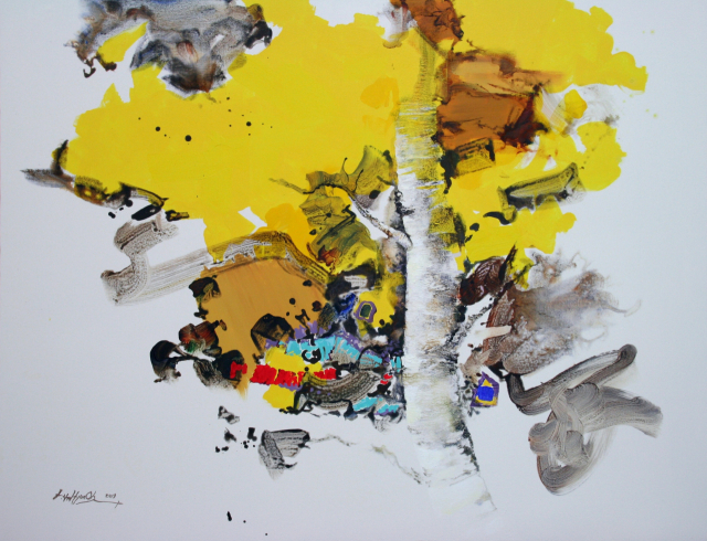 임현오, 자작나무 그늘-내 마음의 풍경, 145.5x112.1cm, 2019.
