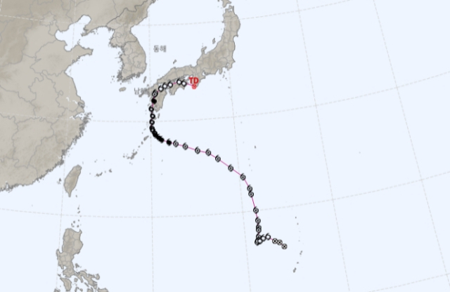 10호 태풍 산산(2024년 8월 22~31일) 최종 경로. 기상청