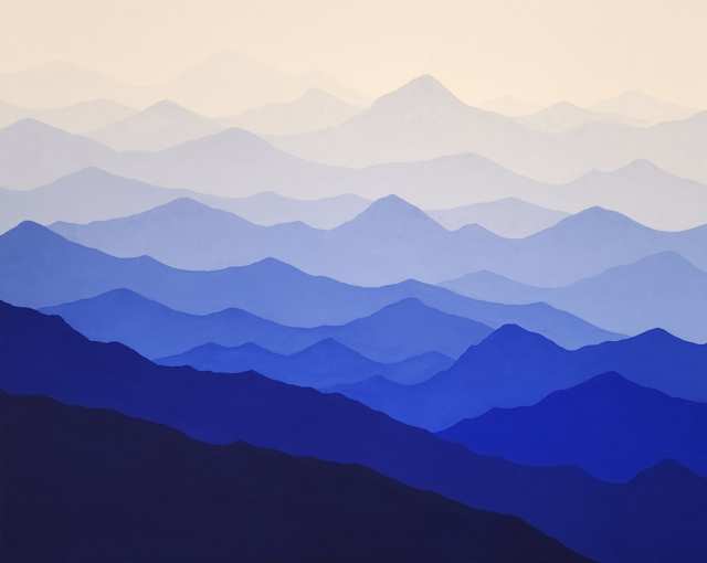 박두봉, Memory- Blue Mountain, 90.9×72.7cm, 장지에 수간채색, 2025
