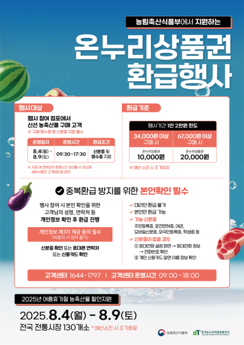대구경북 전통시장 18곳서 국산 농축산물 구매 시 온누리상품권 환급