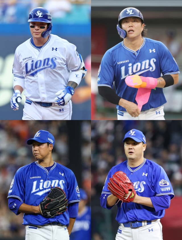 삼성 라이온즈가 4일 1군 엔트리에 변동을 줘 박병호, 류지혁, 김태훈, 이재익(왼쪽 위부터 시계방향)을 2군으로 내려보냈다. 삼성 제공