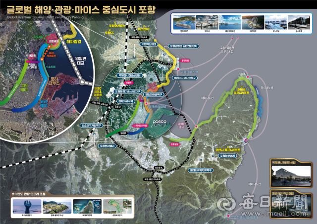 포항 영일만관광특구와 영일만횡단대교, 호미반도 관광휴양지 등이 모두 포함된 관광개발 조감도. 포항시 제공