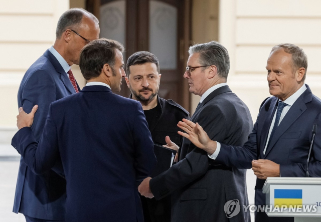 독일·프랑스·우크라이나·영국·폴란드 정상(왼쪽부터). 연합뉴스