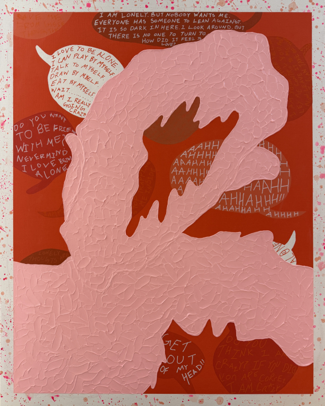 최재섭, Talking To Myself, 90.9x72.7cm, Mixed Media, 2025