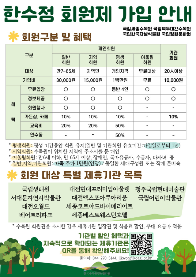 한국수목원정원관리원 회원제 홍보물. 관리원 제공