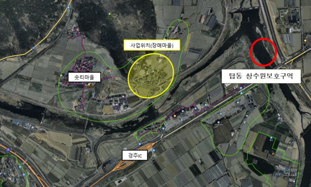경주시 장매마을 일원의 하수관로 정비사업 위치도. 경주시 제공
