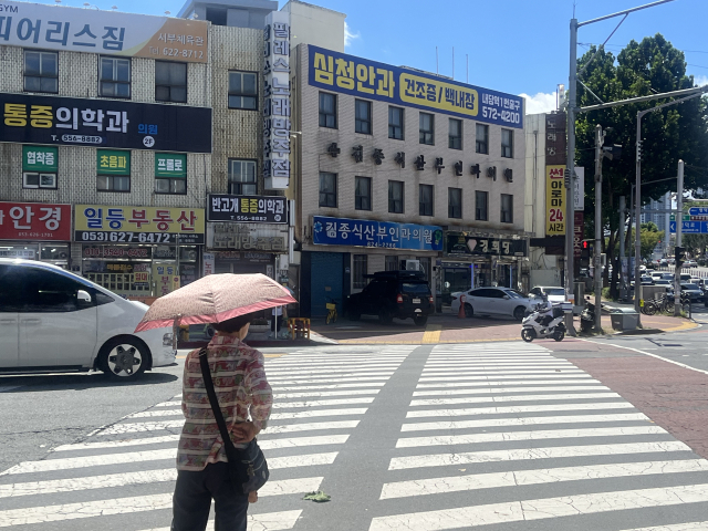 17일 오후 한 시민이 반고개역 서편으로 가기 위해 횡단보도 신호가 바뀌길 기다리고 있는 모습. 정두나 기자.정두나 기자