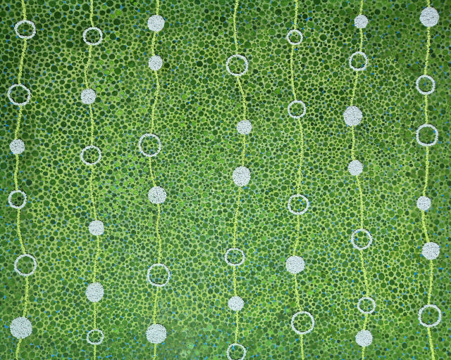 전영남, 자연유희, 2023, 장지에 채색, 컬러스톤, 130.3×162.2cm