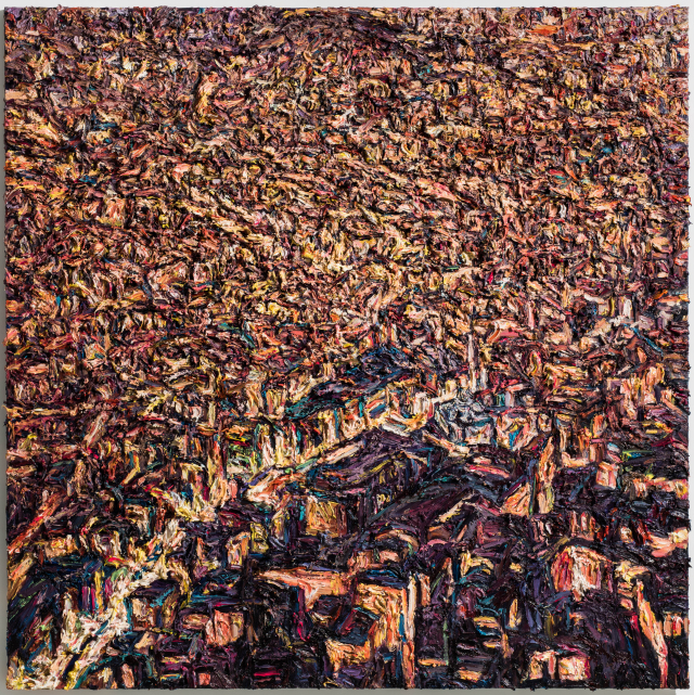 김도엽, 도시의 밤, 2021, 112.1x112.1cm, Oil on canvas.