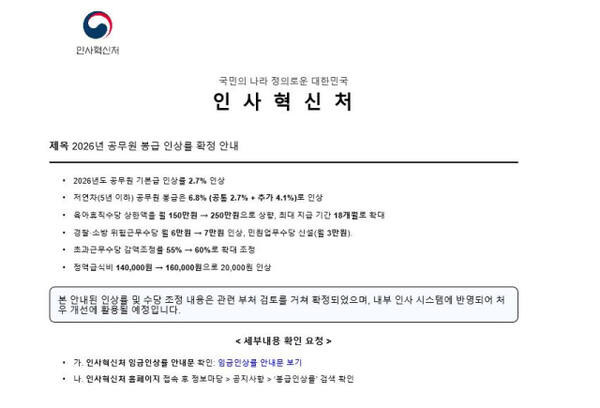 내년부터 공무원 급여와 수당이 대폭 인상된다는 내용의 공문서가 온라인에 유포됐지만 가짜문서로 확인됐다. 서울시 사이버안전센터