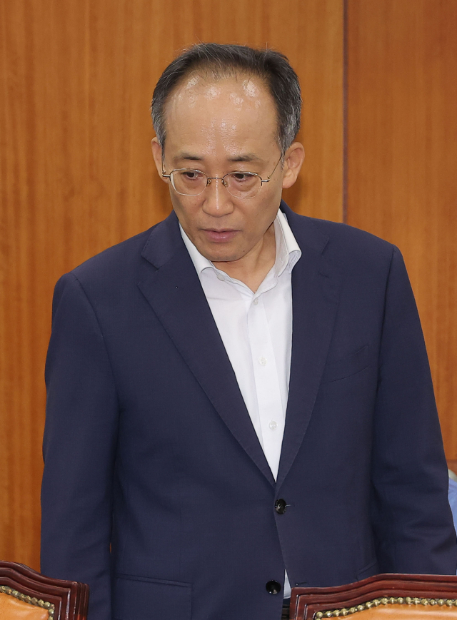 국민의힘 추경호 의원이 21일 국회에서 열린 정무위원회에 참석하고 있다. 연합뉴스