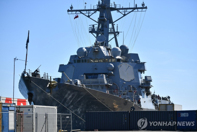 미 해군 그레이블리 구축함(2022년 6월 5일 폴란드서 촬영). 연합뉴스