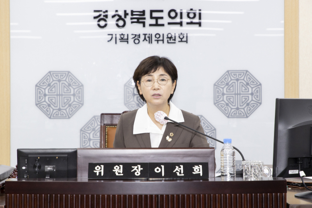 경상북도의회 기획경제위원회 회의에서 발언 중인 이선희 위원장. 경북도의회 제공