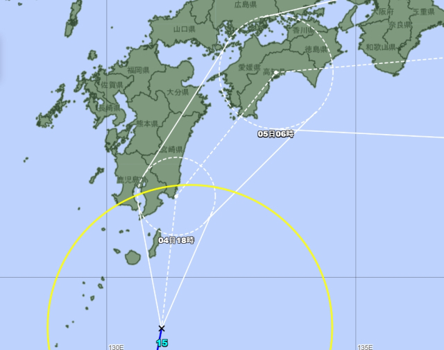 일본기상청 4일 오전 6시 발표 15호 태풍 페이파 예상경로