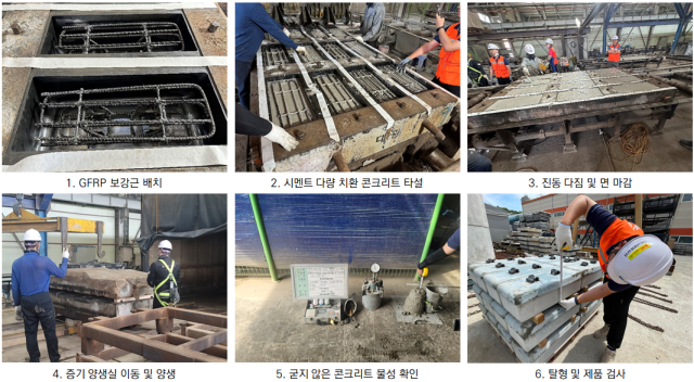 저탄소·친환경 RC 침목 생산 과정. 한국철도기술연구원 제공